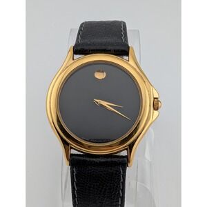Movado Museum Classic Swiss Watch Men 35mm Gold Case 87-E4-0863 New Battery